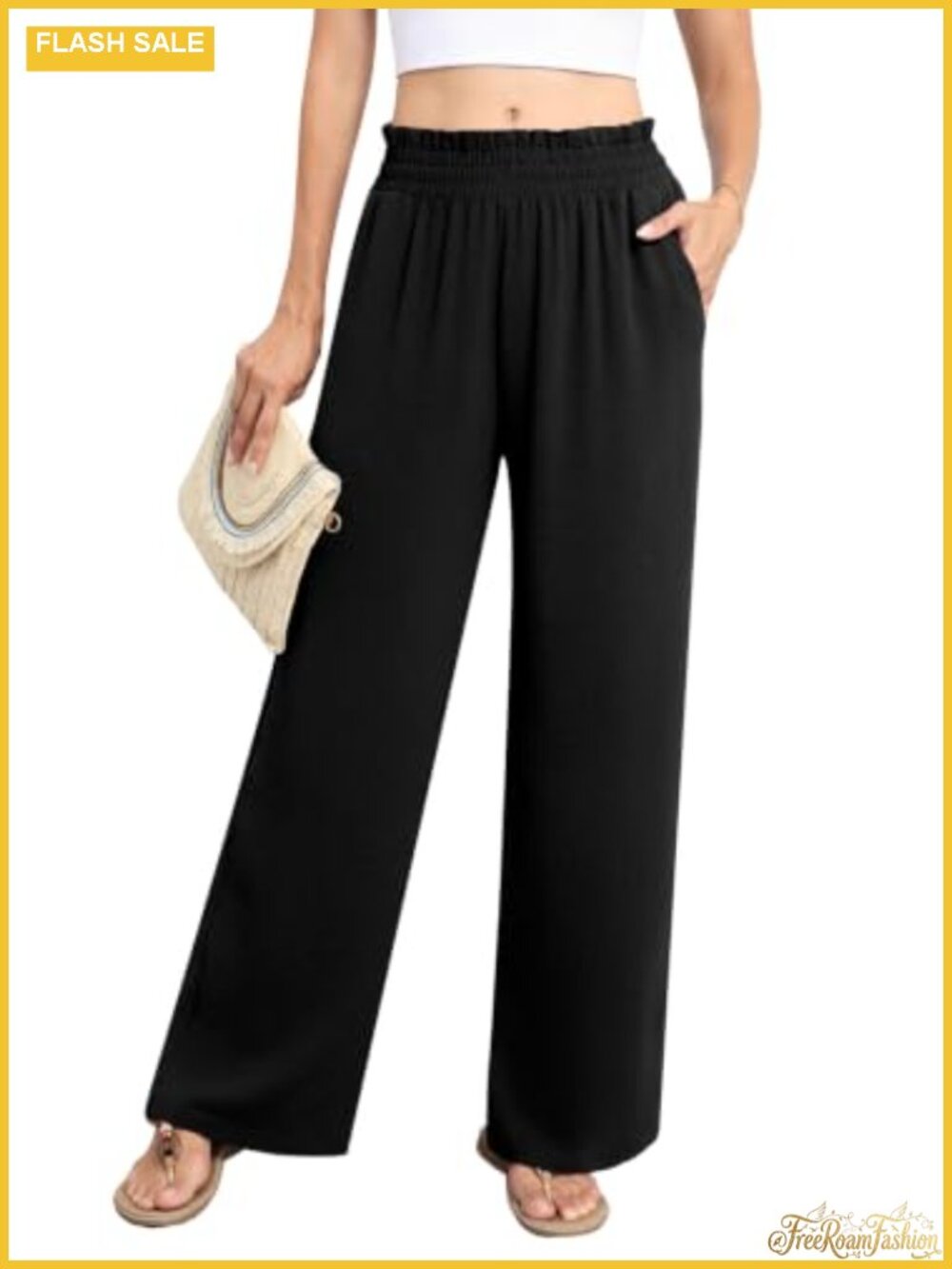 Wide Leg Lounge Pants High Waisted Lightweight Palazzo Trousers with Pockets